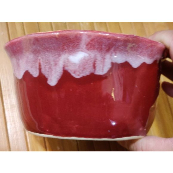 John Garro Studio Art Pottery Pink Red Drip Glaze Apple Baker Signed Old Fort NC - Picture 2 of 11